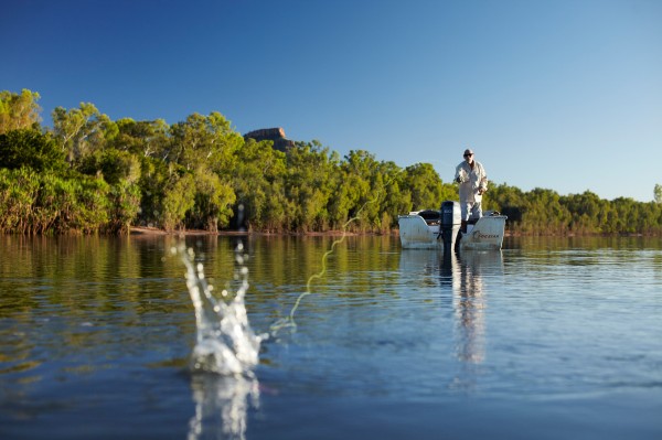 Greg "Hairy Dog" Harman fishing on the Ord River