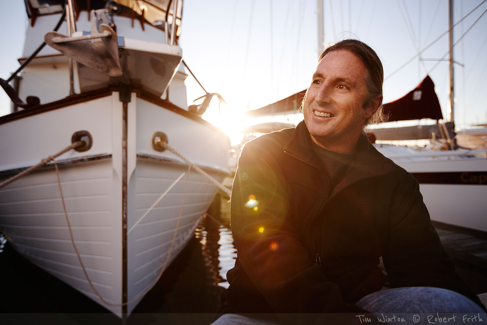 Tim Winton photographed at Fremantle Sailing Club for his first play "Rising Water"